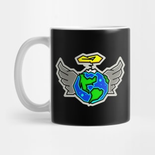 Planet Earth Angel with a Halo and Wings - Angelic Gaia - Earth Angel Mug